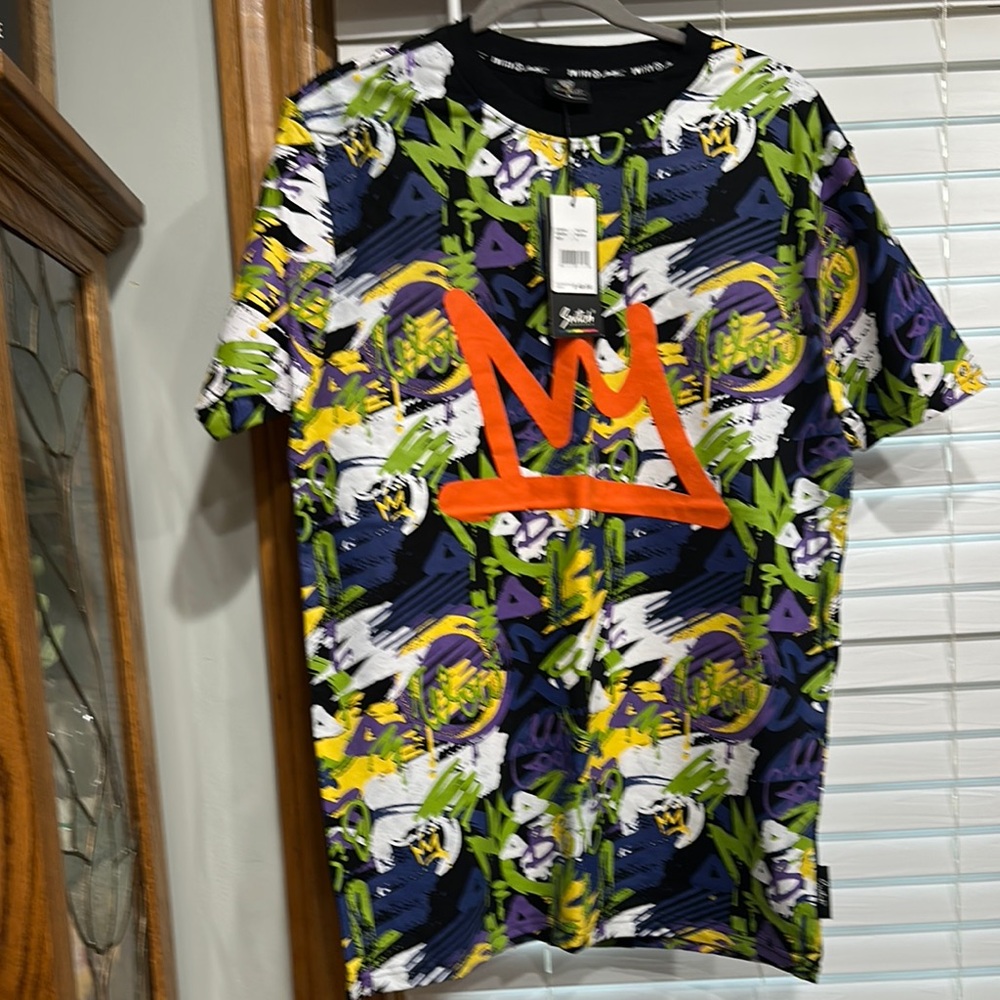 Vibrant Graphic Tee with Orange Accents
